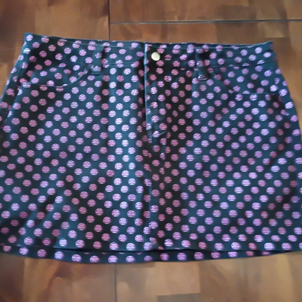 SourPuss Vintage Pink Pentacle Denim Skirt.